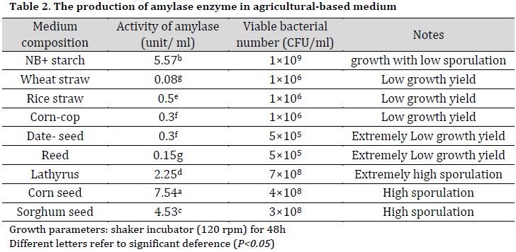 The production of α-amylase enzyme from Iraqi isolate of Bacillus thuringiensis using agricultural-based media